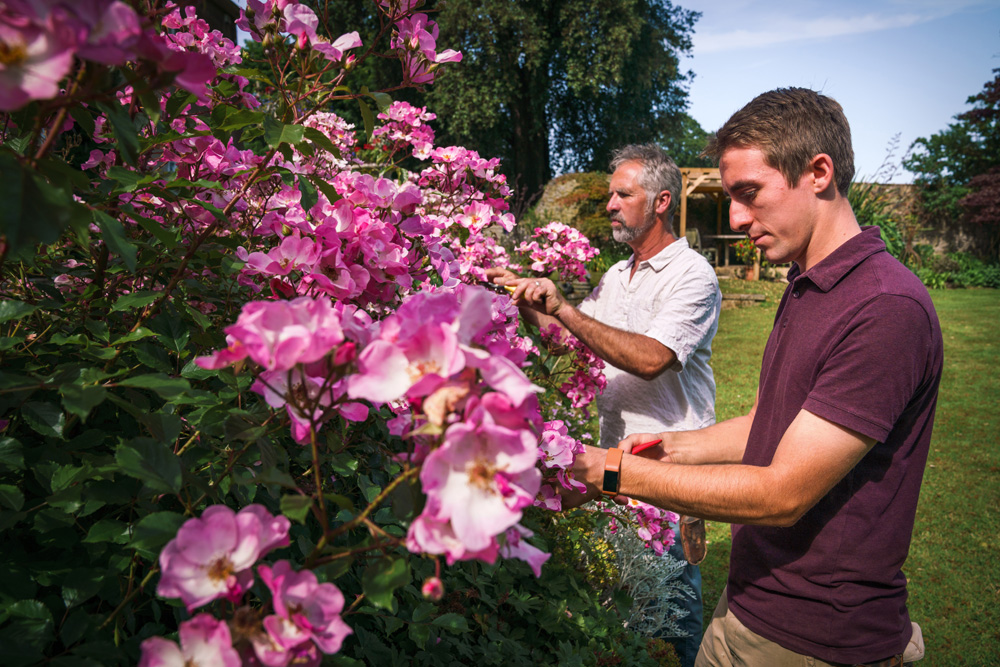 Pete and his Dad, Mark, In the garden at Fittleworth House