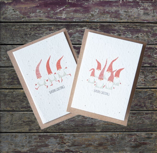 Seed paper Christmas cards - gnomes