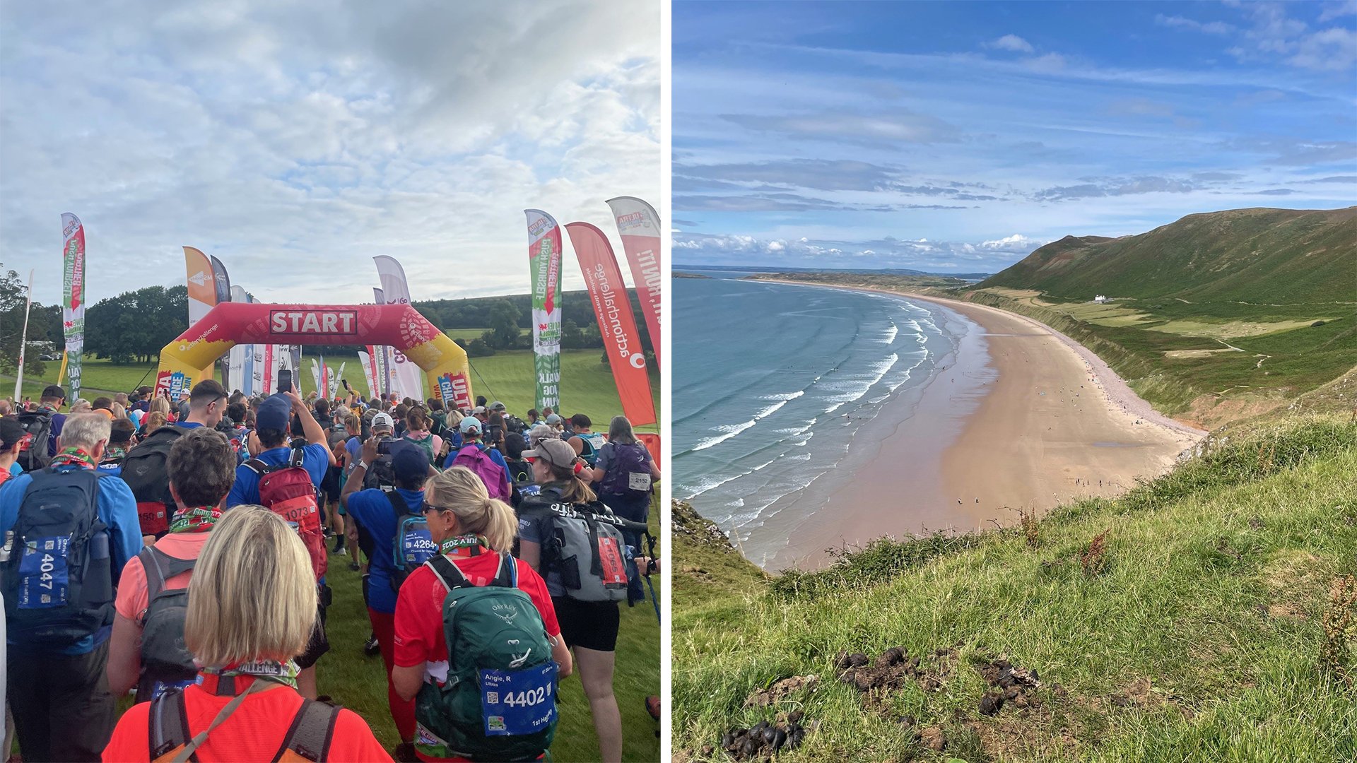 At the starting line and the fabulous view across Rhosilli Bay