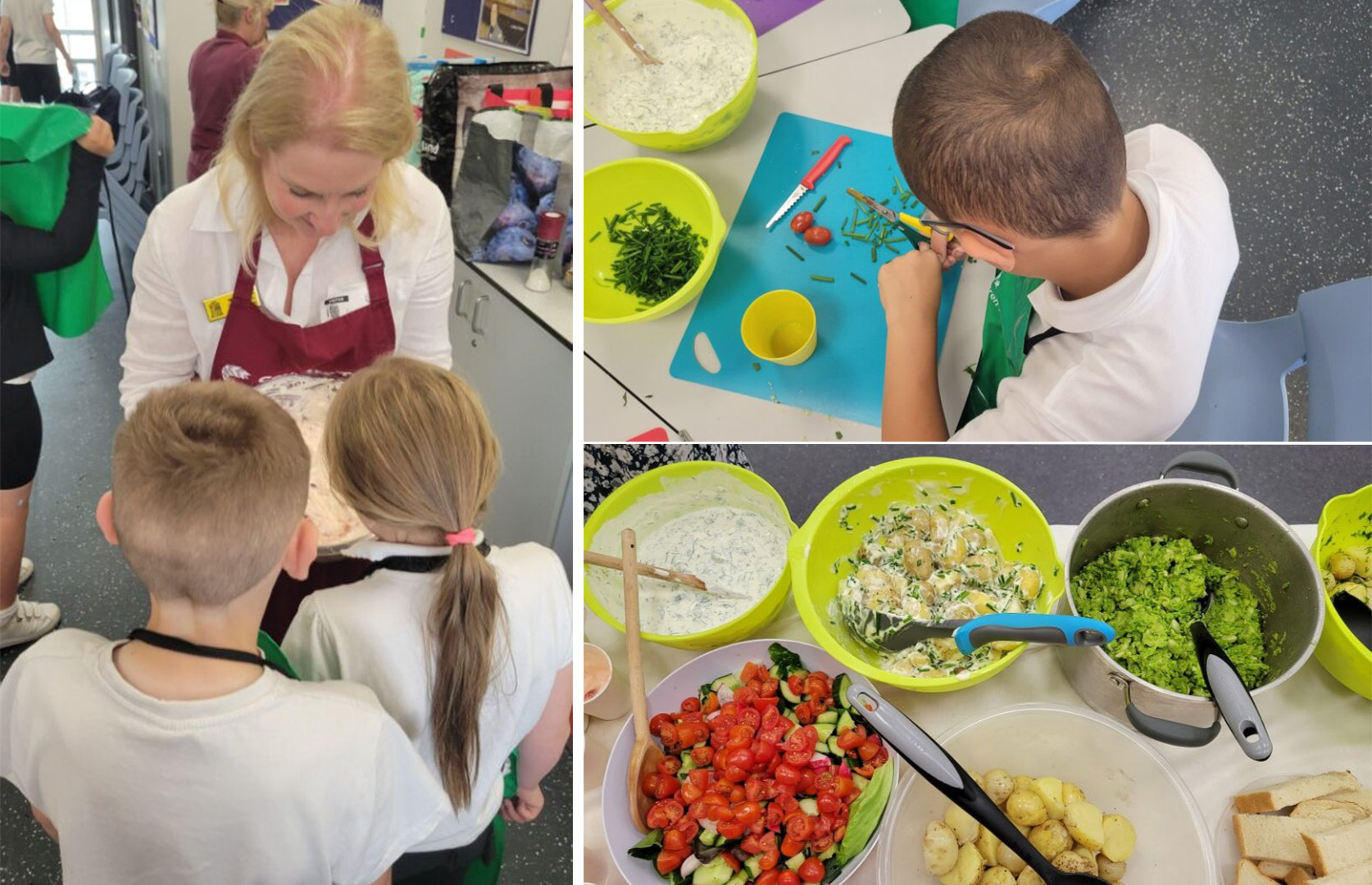 Maxine Eaton helping with the Harvest Feast at Bishop's Primary School
